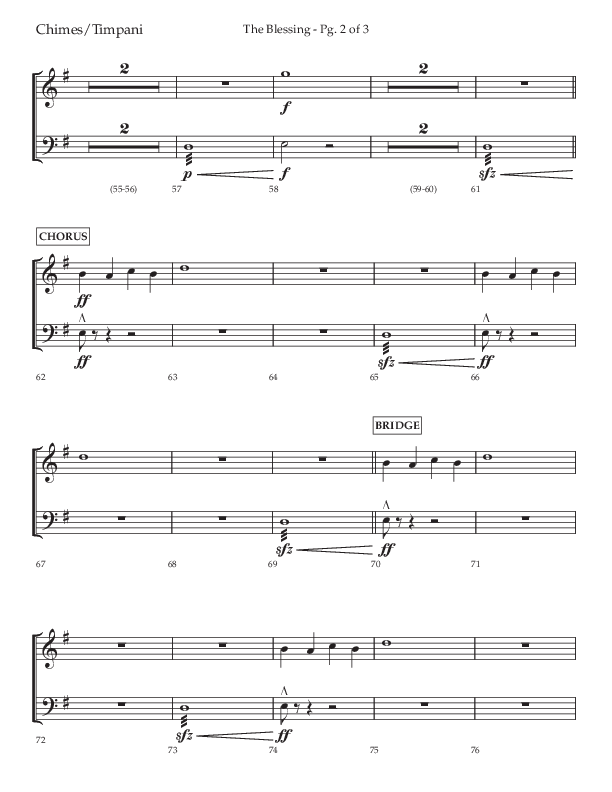 The Blessing (Choral Anthem SATB) Chimes (Lifeway Choral / Arr. Jared Haschek)