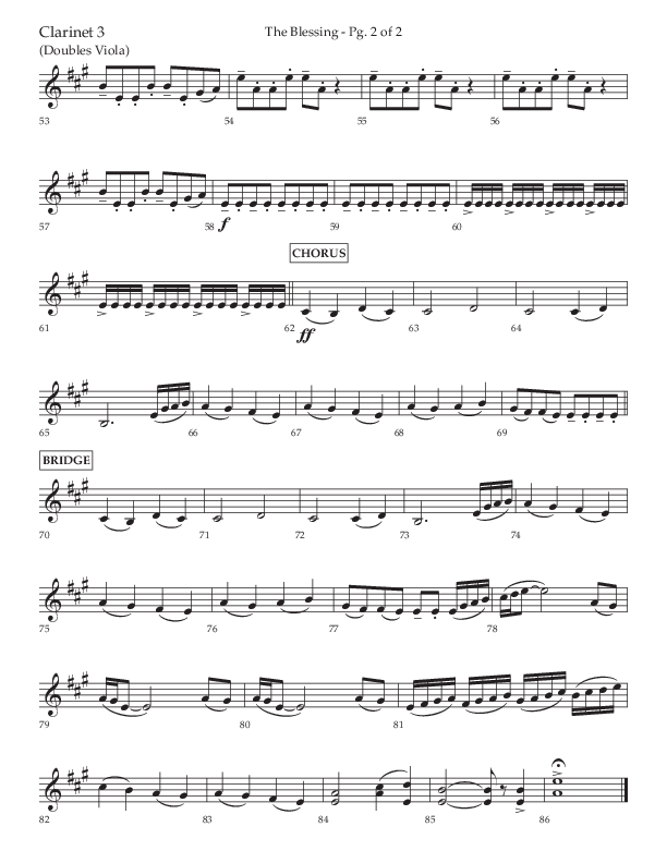 The Blessing (Choral Anthem SATB) Clarinet 3 (Lifeway Choral / Arr. Jared Haschek)