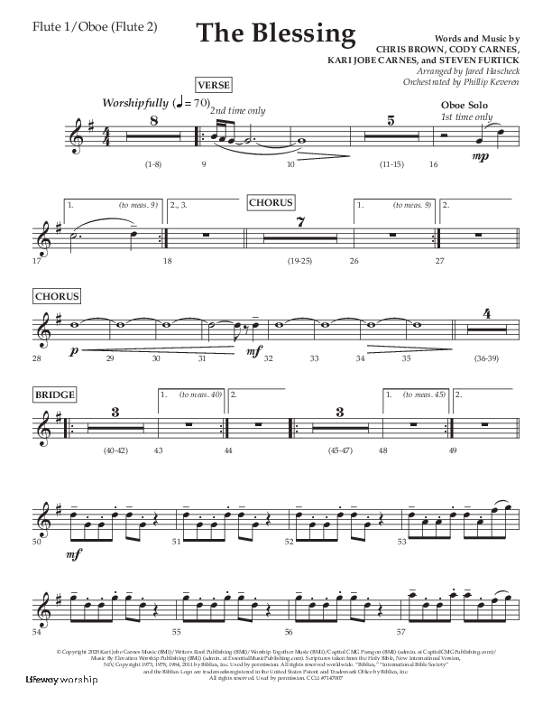 The Blessing (Choral Anthem SATB) Flute/Oboe (Lifeway Choral / Arr. Jared Haschek)