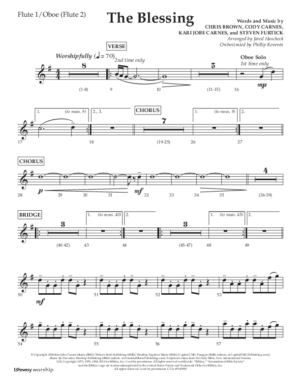 The Blessing (Choral Anthem SATB) Flute/Oboe (Lifeway Choral / Arr. Jared Haschek)