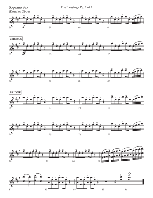 The Blessing (Choral Anthem SATB) Soprano Sax (Lifeway Choral / Arr. Jared Haschek)