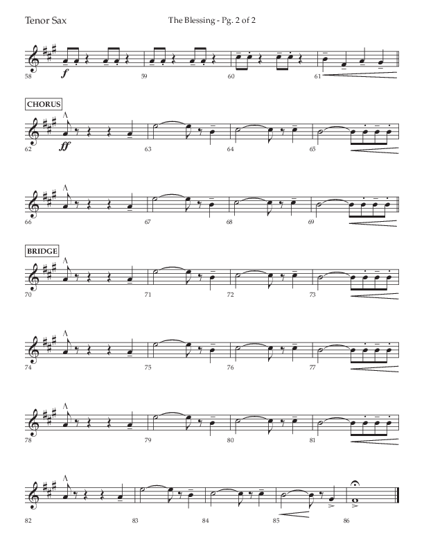 The Blessing (Choral Anthem SATB) Tenor Sax 1 (Lifeway Choral / Arr. Jared Haschek)