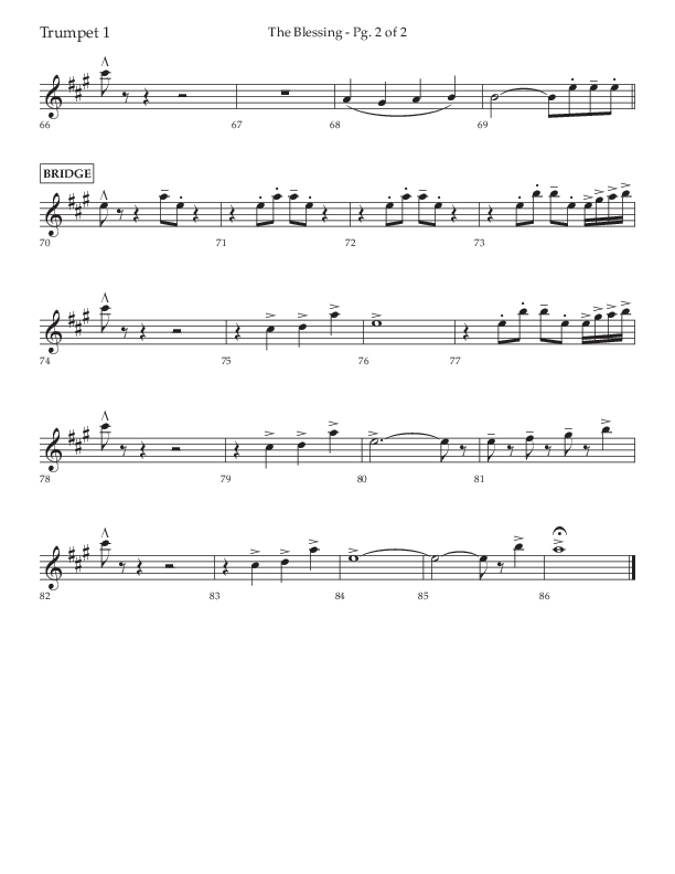 The Blessing (Choral Anthem SATB) Trumpet 1 (Lifeway Choral / Arr. Jared Haschek)