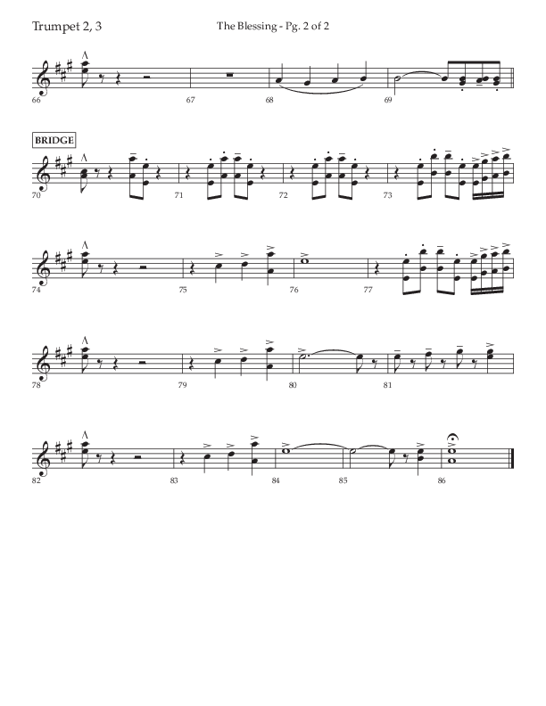 The Blessing (Choral Anthem SATB) Trumpet 2/3 (Lifeway Choral / Arr. Jared Haschek)