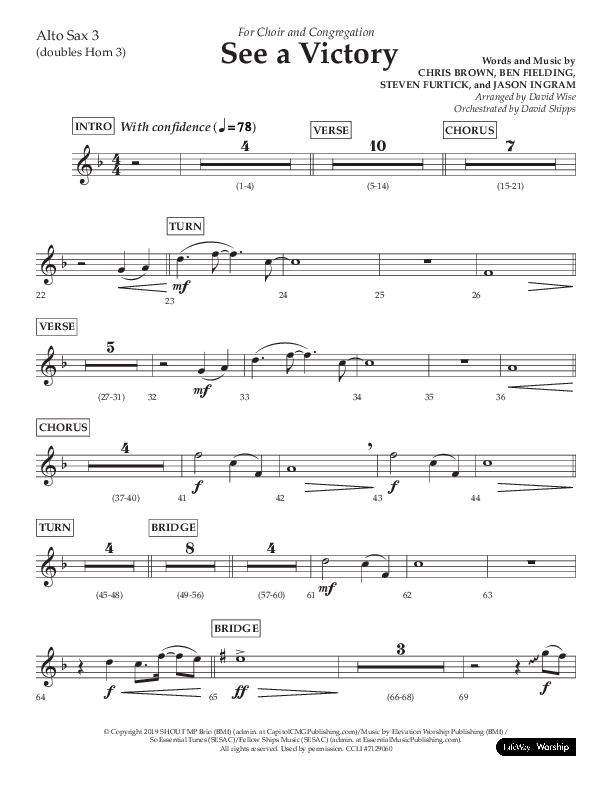 See A Victory (Choral Anthem SATB) Alto Sax (Lifeway Choral / Arr. David Wise / Orch. David Shipps)