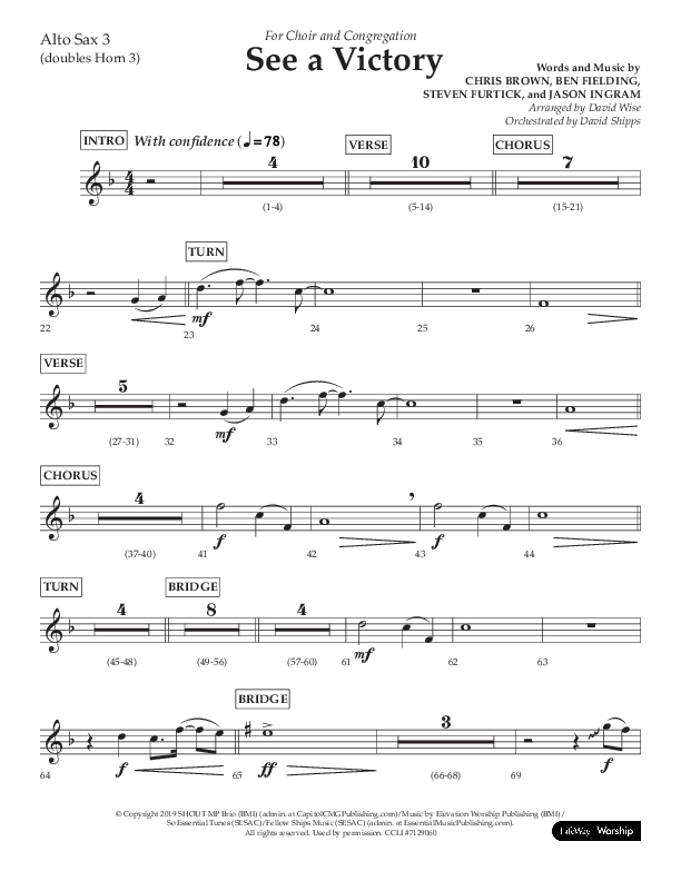 See A Victory (Choral Anthem SATB) Alto Sax (Lifeway Choral / Arr. David Wise / Orch. David Shipps)