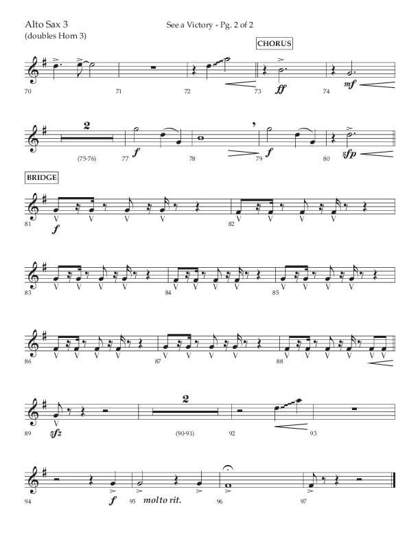 See A Victory (Choral Anthem SATB) Alto Sax (Lifeway Choral / Arr. David Wise / Orch. David Shipps)