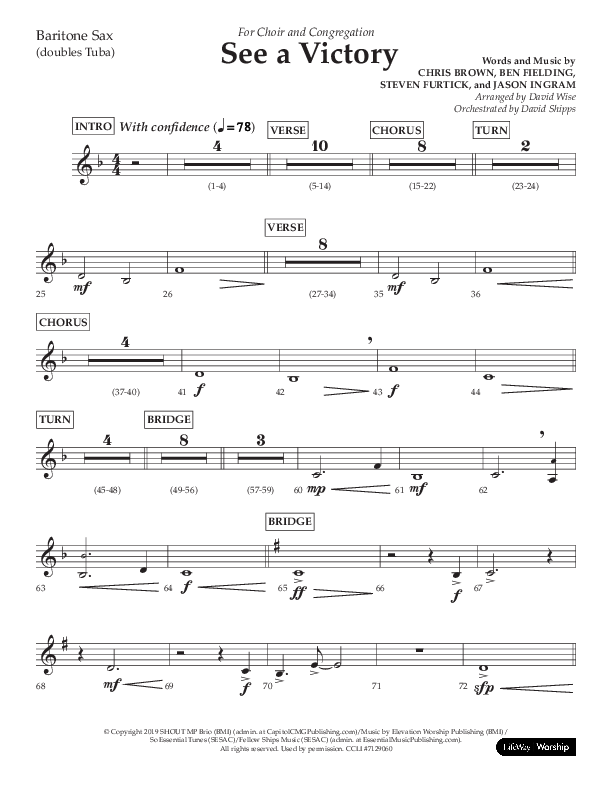 See A Victory (Choral Anthem SATB) Bari Sax (Lifeway Choral / Arr. David Wise / Orch. David Shipps)