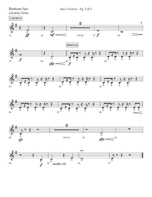 See A Victory (Choral Anthem SATB) Bari Sax (Lifeway Choral / Arr. David Wise / Orch. David Shipps)