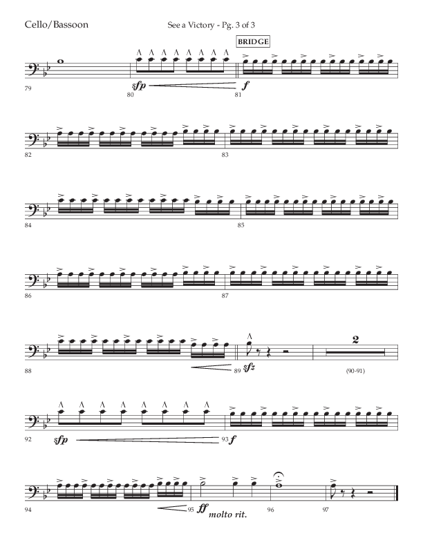 See A Victory (Choral Anthem SATB) Cello (Lifeway Choral / Arr. David Wise / Orch. David Shipps)