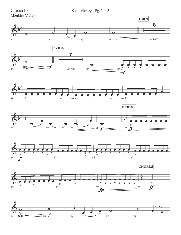 See A Victory (Choral Anthem SATB) Clarinet 3 (Lifeway Choral / Arr. David Wise / Orch. David Shipps)