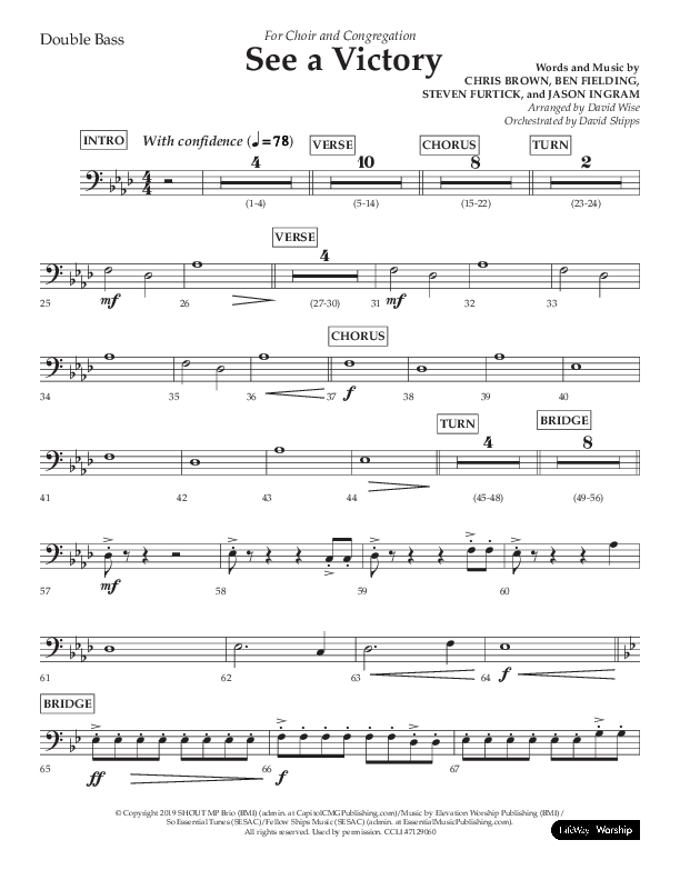 See A Victory (Choral Anthem SATB) Double Bass (Lifeway Choral / Arr. David Wise / Orch. David Shipps)