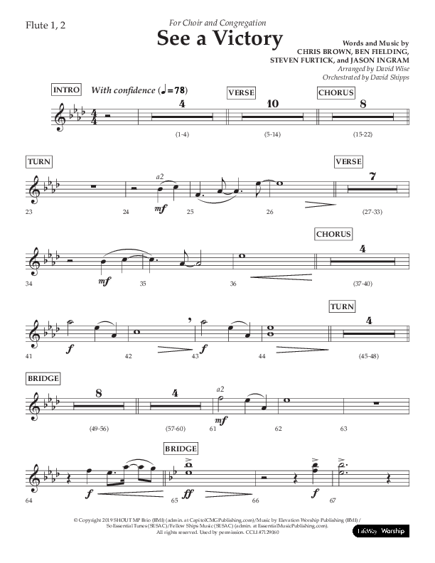 See A Victory (Choral Anthem SATB) Flute 1/2 (Lifeway Choral / Arr. David Wise / Orch. David Shipps)