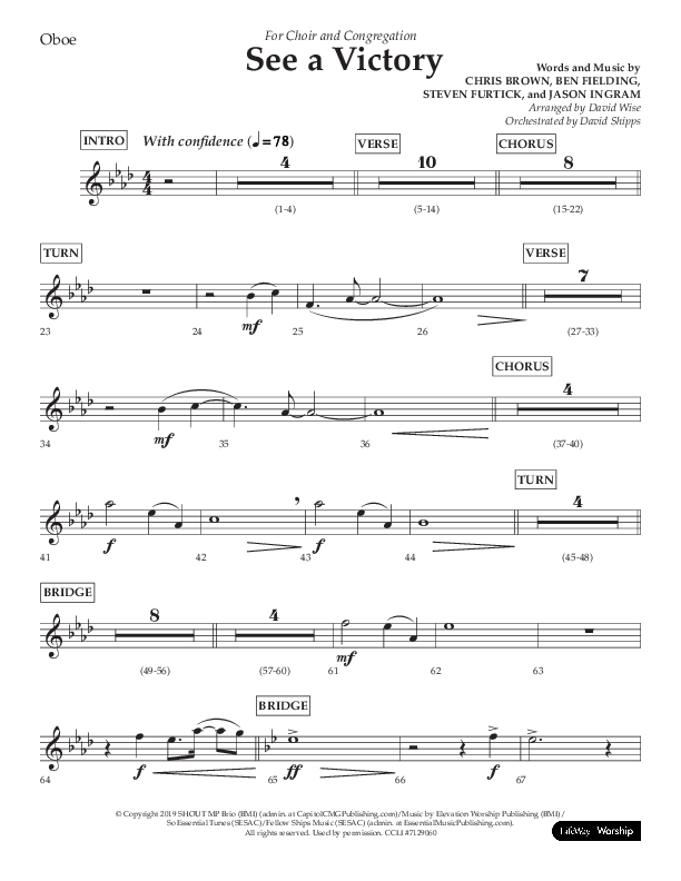 See A Victory (Choral Anthem SATB) Oboe (Lifeway Choral / Arr. David Wise / Orch. David Shipps)