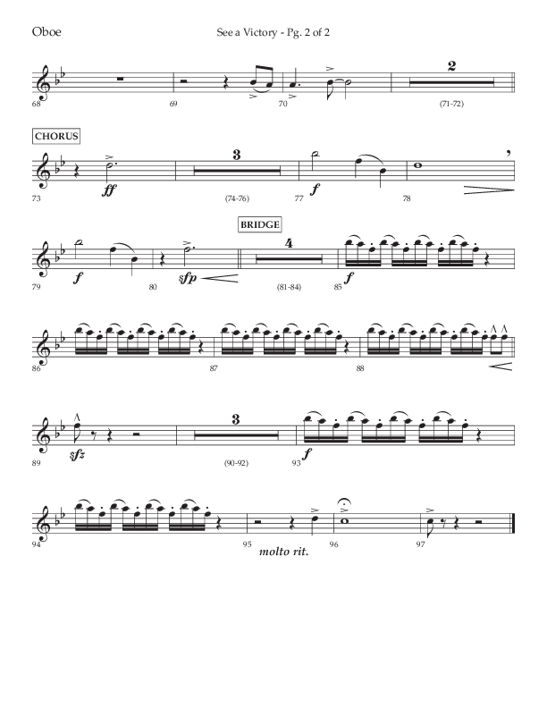 See A Victory (Choral Anthem SATB) Oboe (Lifeway Choral / Arr. David Wise / Orch. David Shipps)