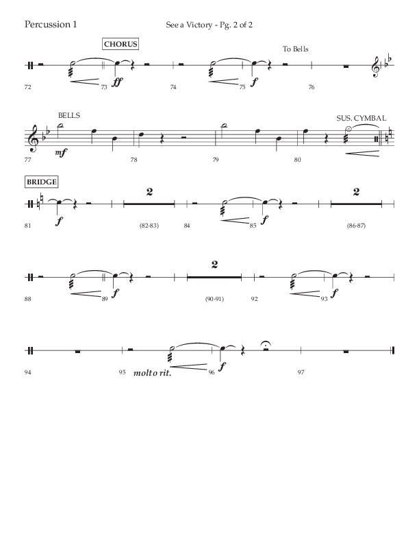 See A Victory (Choral Anthem SATB) Percussion 1/2 (Lifeway Choral / Arr. David Wise / Orch. David Shipps)