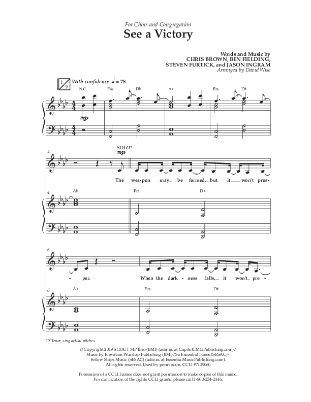 See A Victory (Choral Anthem SATB) Anthem (SATB/Piano) (Lifeway Choral / Arr. David Wise / Orch. David Shipps)