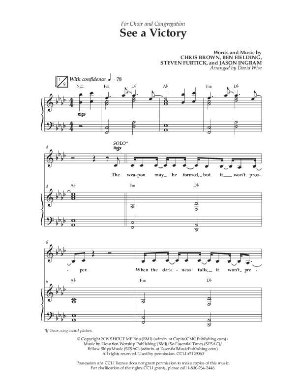 See A Victory (Choral Anthem SATB) Anthem (SATB/Piano) (Lifeway Choral / Arr. David Wise / Orch. David Shipps)