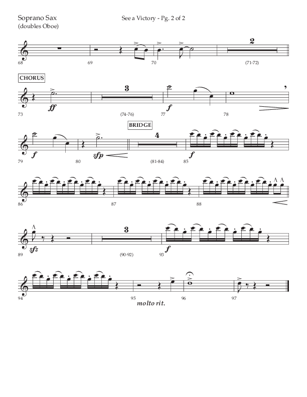 See A Victory (Choral Anthem SATB) Soprano Sax (Lifeway Choral / Arr. David Wise / Orch. David Shipps)