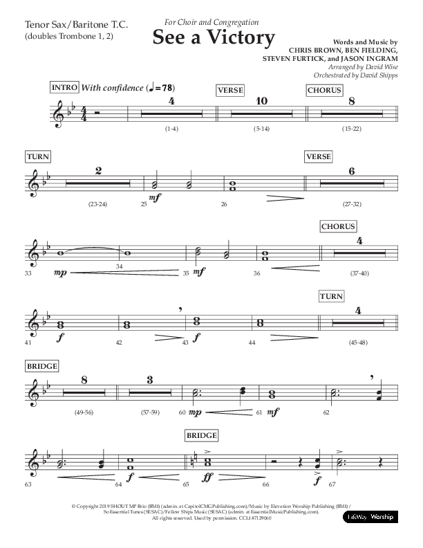 See A Victory (Choral Anthem SATB) Tenor Sax/Baritone T.C. (Lifeway Choral / Arr. David Wise / Orch. David Shipps)