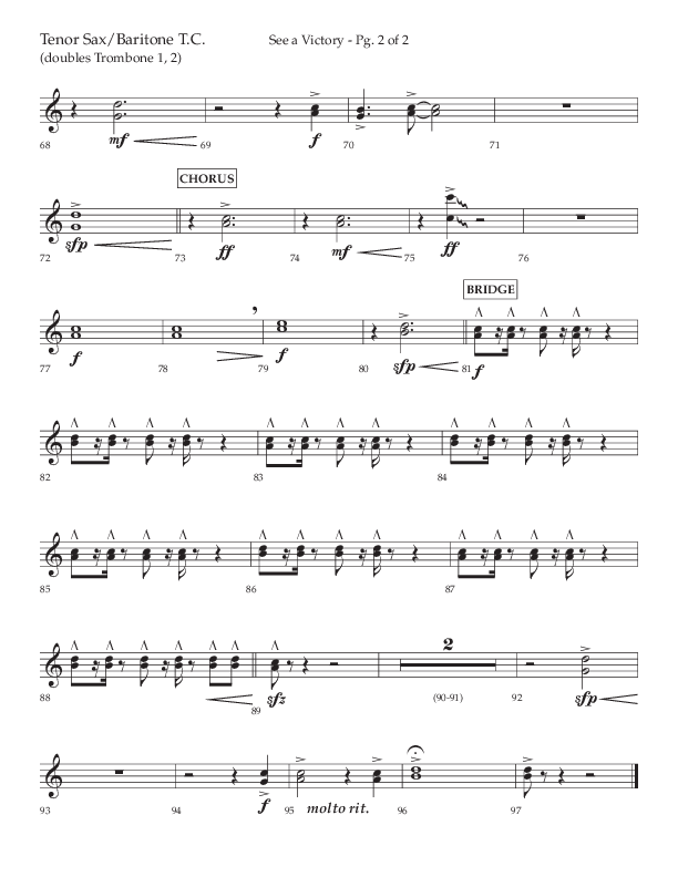 See A Victory (Choral Anthem SATB) Tenor Sax/Baritone T.C. (Lifeway Choral / Arr. David Wise / Orch. David Shipps)