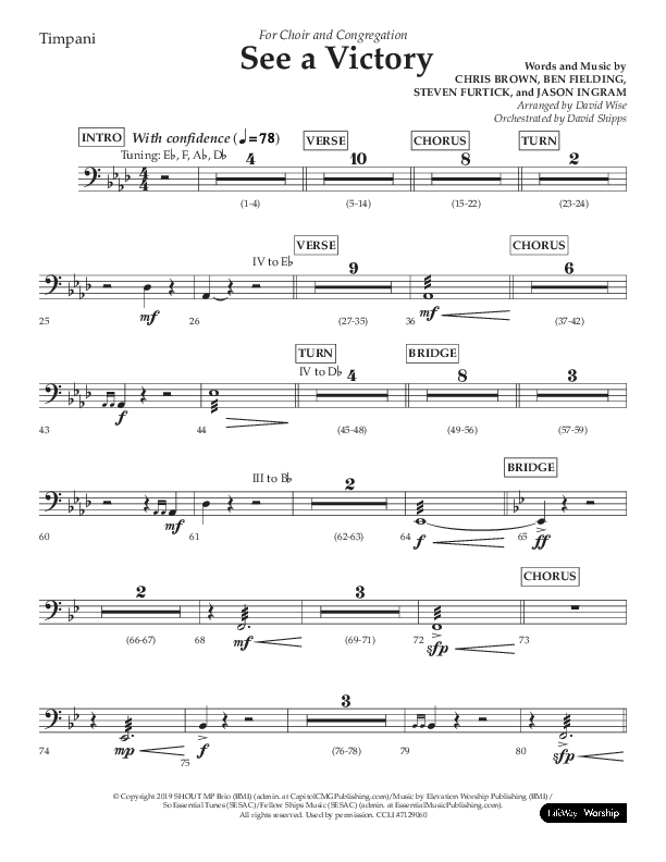 See A Victory (Choral Anthem SATB) Timpani (Lifeway Choral / Arr. David Wise / Orch. David Shipps)