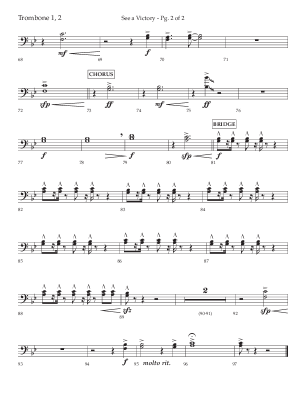 See A Victory (Choral Anthem SATB) Trombone 1/2 (Lifeway Choral / Arr. David Wise / Orch. David Shipps)