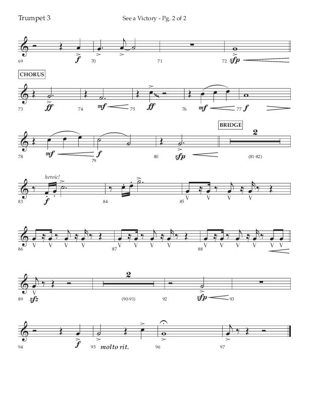 See A Victory (Choral Anthem SATB) Trumpet 3 (Lifeway Choral / Arr. David Wise / Orch. David Shipps)