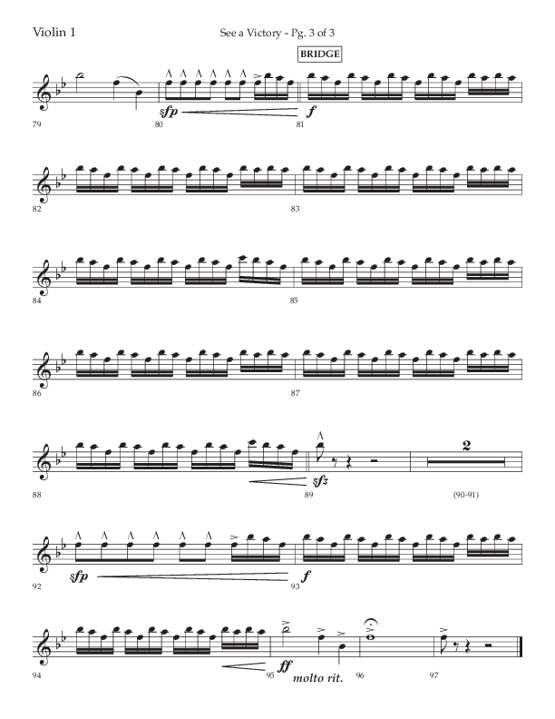 See A Victory (Choral Anthem SATB) Violin 1 (Lifeway Choral / Arr. David Wise / Orch. David Shipps)