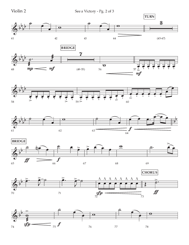See A Victory (Choral Anthem SATB) Violin 2 (Lifeway Choral / Arr. David Wise / Orch. David Shipps)