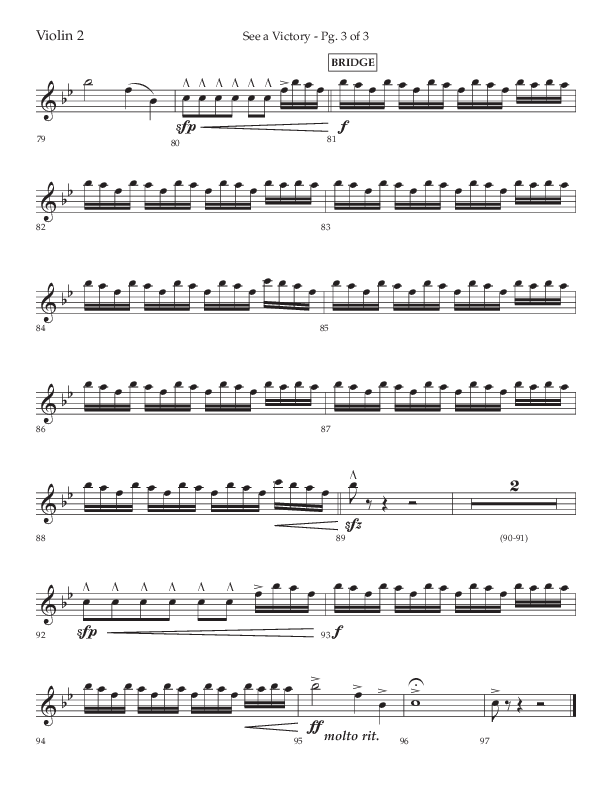 See A Victory (Choral Anthem SATB) Violin 2 (Lifeway Choral / Arr. David Wise / Orch. David Shipps)