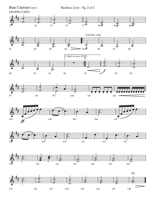 Reckless Love (Choral Anthem SATB) Bass Clarinet (Lifeway Choral / Arr. Bradley Knight)