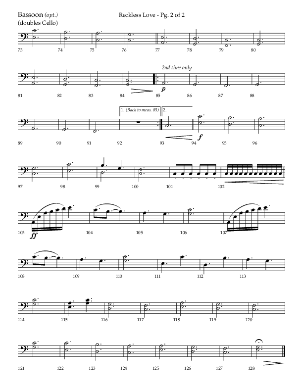 Reckless Love (Choral Anthem SATB) Bassoon (Lifeway Choral / Arr. Bradley Knight)