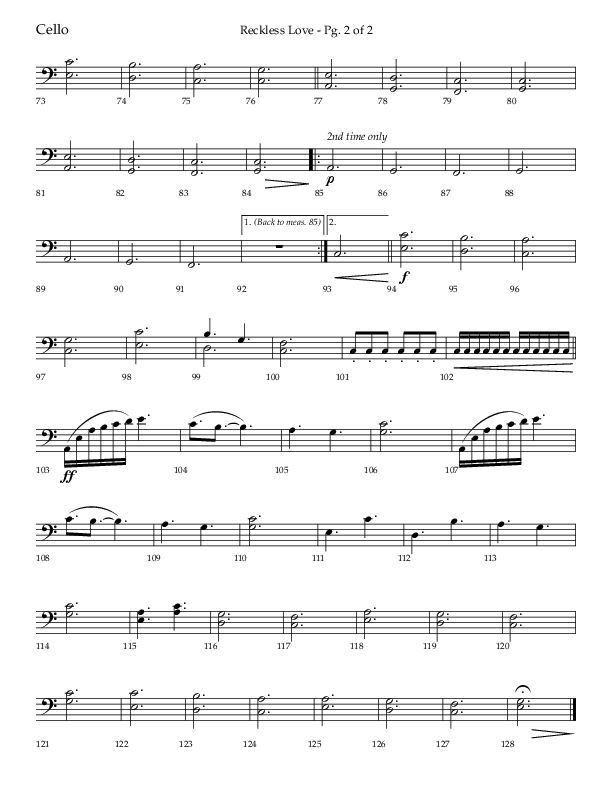 Reckless Love (Choral Anthem SATB) Cello (Lifeway Choral / Arr. Bradley Knight)