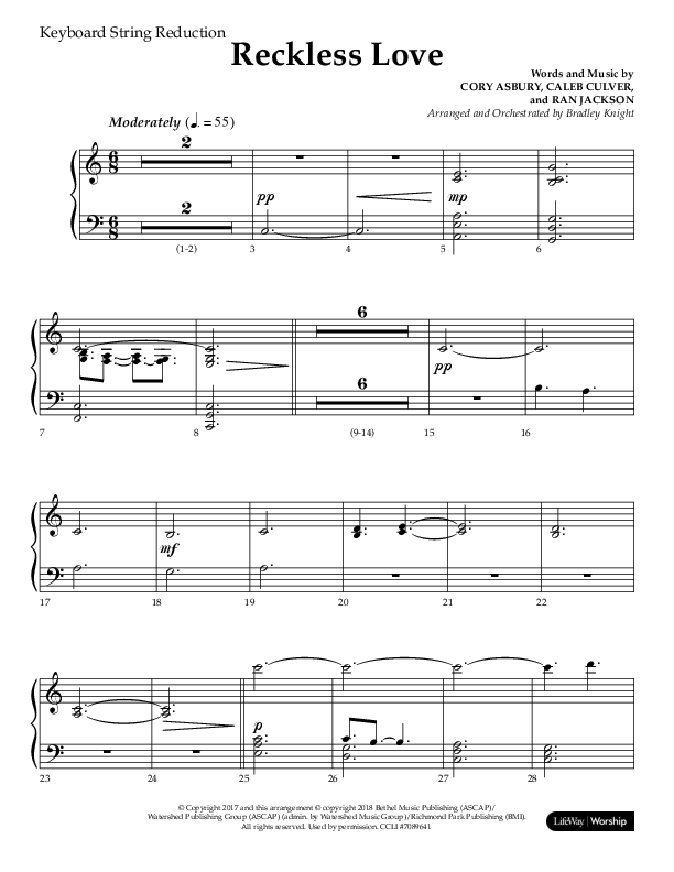 Reckless Love (Choral Anthem SATB) String Reduction (Lifeway Choral / Arr. Bradley Knight)