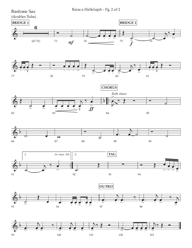 Raise A Hallelujah (Choral Anthem SATB) Bari Sax (Lifeway Choral / Arr. Craig Adams / Arr. Ken Barker / Arr. Danny Zaloudik)