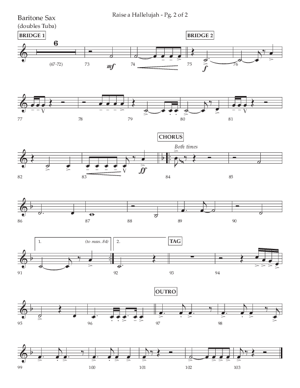 Raise A Hallelujah (Choral Anthem SATB) Bari Sax (Lifeway Choral / Arr. Craig Adams / Arr. Ken Barker / Arr. Danny Zaloudik)