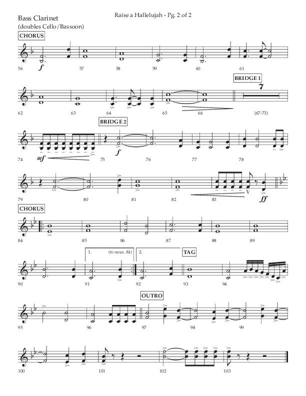 Raise A Hallelujah (Choral Anthem SATB) Bass Clarinet (Lifeway Choral / Arr. Craig Adams / Arr. Ken Barker / Arr. Danny Zaloudik)