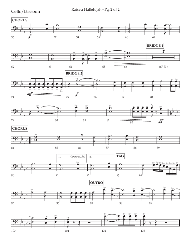 Raise A Hallelujah (Choral Anthem SATB) Cello (Lifeway Choral / Arr. Craig Adams / Arr. Ken Barker / Arr. Danny Zaloudik)