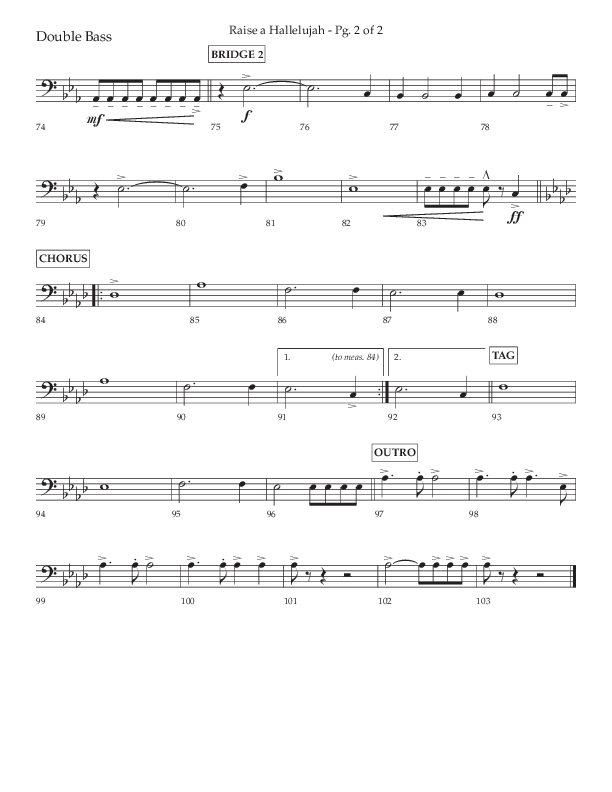 Raise A Hallelujah (Choral Anthem SATB) Double Bass (Lifeway Choral / Arr. Craig Adams / Arr. Ken Barker / Arr. Danny Zaloudik)
