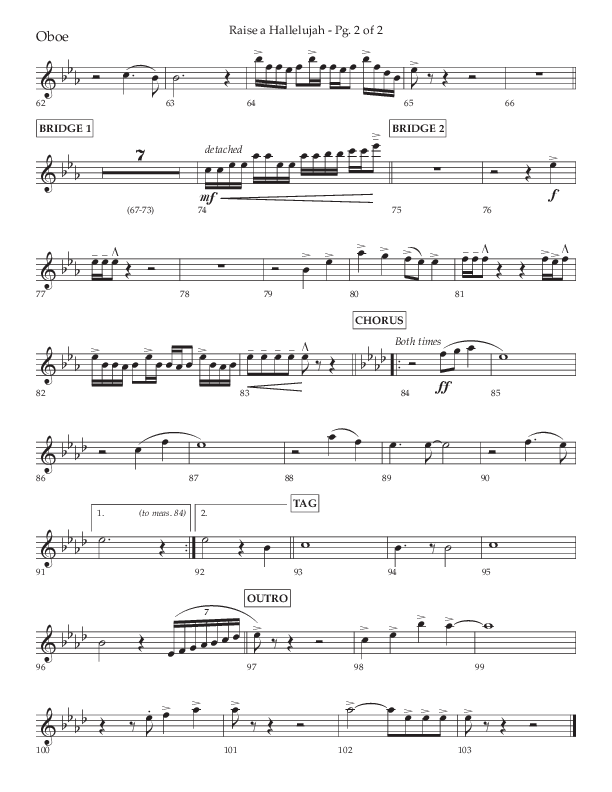 Raise A Hallelujah (Choral Anthem SATB) Oboe (Lifeway Choral / Arr. Craig Adams / Arr. Ken Barker / Arr. Danny Zaloudik)
