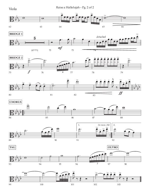 Raise A Hallelujah (Choral Anthem SATB) Viola (Lifeway Choral / Arr. Craig Adams / Arr. Ken Barker / Arr. Danny Zaloudik)
