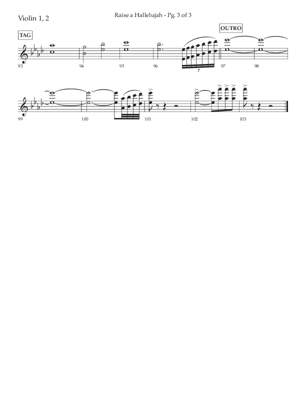 Raise A Hallelujah (Choral Anthem SATB) Violin 1/2 (Lifeway Choral / Arr. Craig Adams / Arr. Ken Barker / Arr. Danny Zaloudik)