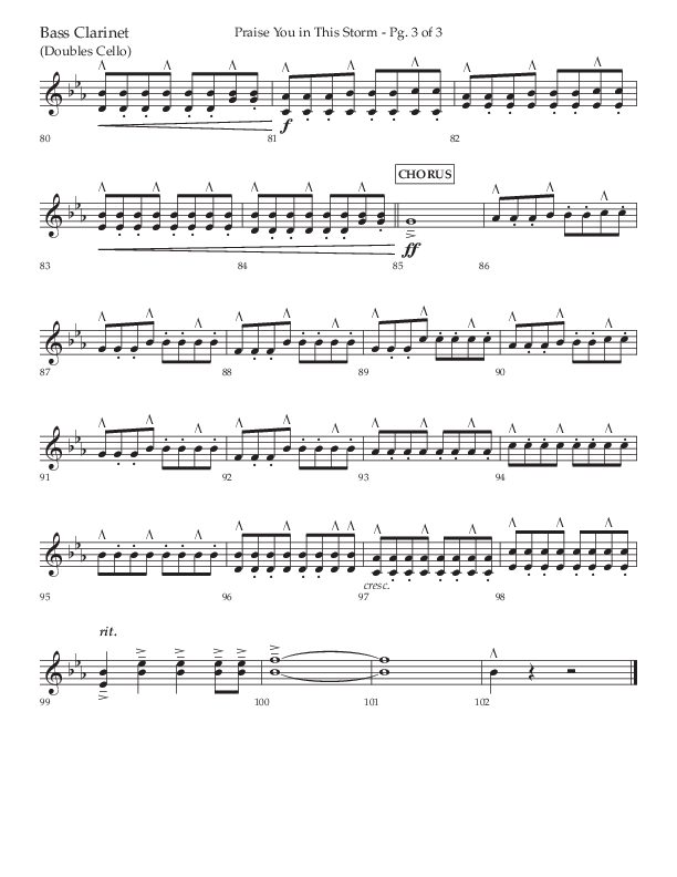 Praise You In This Storm (Choral Anthem SATB) Bass Clarinet (Lifeway Choral / Arr. Cliff Duren)