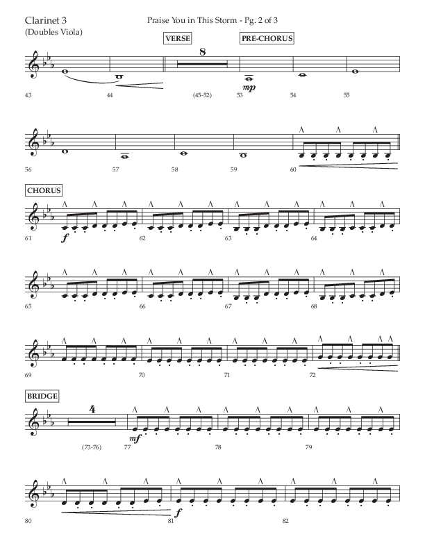 Praise You In This Storm (Choral Anthem SATB) Clarinet 3 (Lifeway Choral / Arr. Cliff Duren)