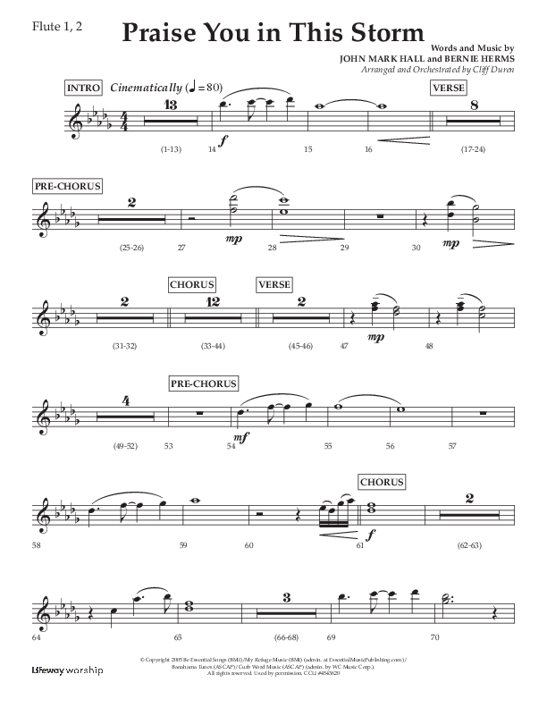 Praise You In This Storm (Choral Anthem SATB) Flute 1/2 (Lifeway Choral / Arr. Cliff Duren)