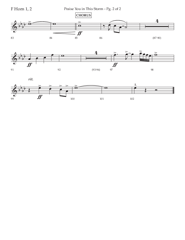 Praise You In This Storm (Choral Anthem SATB) French Horn 1/2 (Lifeway Choral / Arr. Cliff Duren)