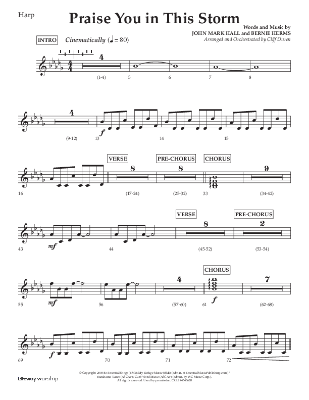 Praise You In This Storm (Choral Anthem SATB) Harp (Lifeway Choral / Arr. Cliff Duren)