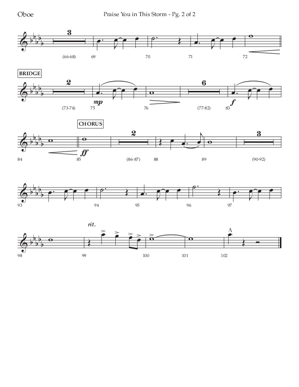 Praise You In This Storm (Choral Anthem SATB) Oboe (Lifeway Choral / Arr. Cliff Duren)