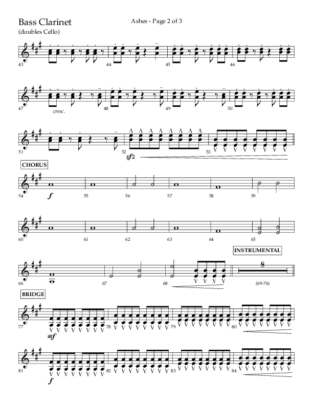 Ashes (Choral Anthem SATB) Bass Clarinet (Lifeway Choral / Arr. Cliff Duren)